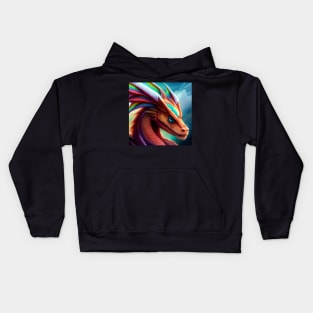 Rainbow Dragon with Orange Scales and Blue Eyes Kids Hoodie